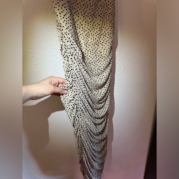 Endless Blu Midi Dress small black polka dots, ruched - Picture 5 of 9